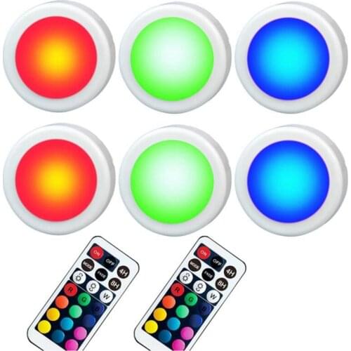 Remote Control RGB Cabinet Lights Press Sensor Battery Closet Lamps Led Lights for Bedroom Living Room Kitchen Lighting