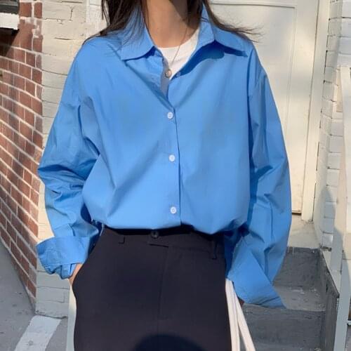 Женские голубые рубашки REALEFT China At AliExpress