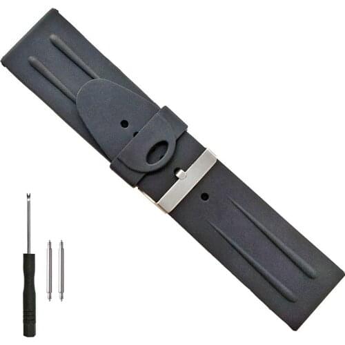 30mm Silicone Rubber Watch Band for Mens Casual Watch Black Thin Classic Strap