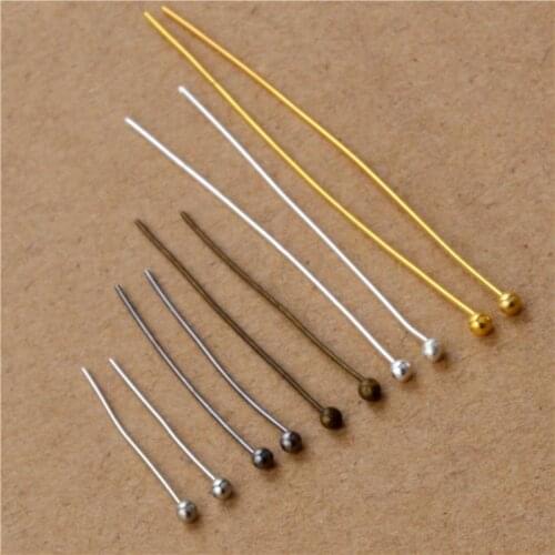200pcs/lot Length 20 25 30 40 50 mm Ball Head Pins For Jewelry Making Diy Dia 0.5mm Gold/Silver Color Head Pins Findings