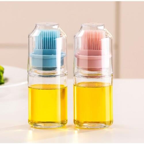 150ml Silicone Oil Bottle Oiler Transparent With Brush Dustproof Lid Oil Vessel Dispenser Container For Home Kitchen Barbecue