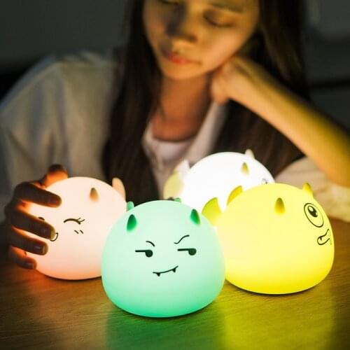 Silicone Cartoon LED Night Light USB Rechargeable Baby Sleeping Night Lamp AA Battery Bedside Lamp Living Room Decor Kids Gift