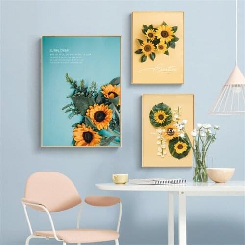 Nordic HD Sunflower Plant Poster Print on Canvas Painting Posters and Wall Art Pictures Living Room Bed Room Prints Home Decor