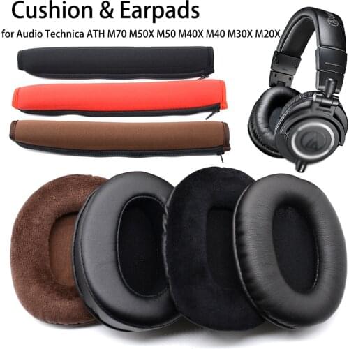 Replacement Headband EarPads Cushions for Audio Technica ATH M70 M50X M50 MSR7 M40X M40 M30X Headset Earmuff Cover ear pads Cups