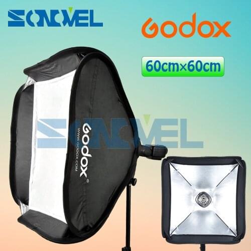 Godox Softbox 60cm * 60cm Diffuser Reflector / 24"x24" 60x60cm Softbox Bag Kit for Camera Studio Flash fit Bowens Elinchrom