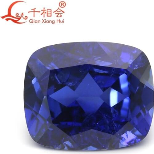 33# blue color antique cushion shape artificial sapphire including minor cracks and inclusions corundum lose gem stone