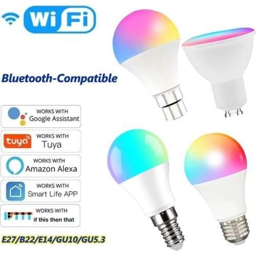 Tuya Smart Life WiFi Smart LED RGBCW Dimming Light Bulb 6W/9W Works With Amazon Alexa Google Home IFTTT E27/B22/E14/GU10/GU5.3