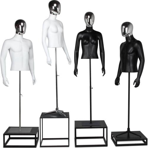 Upper Body Mannequin Female Torso Male Model Black and White Color On Sale