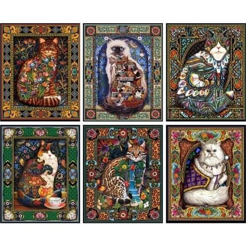 Embroidery Counted Cross Stitch Kits Needlework - Crafts 14 ct Color DIY Arts Handmade Decor - Decor Cat Collection
