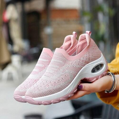 Women Shoes Woman Sneakers 2020 Fashion Spring Casual Fashion Wedge Platform Brand Girl Female Mesh Shoes Women Slip-On