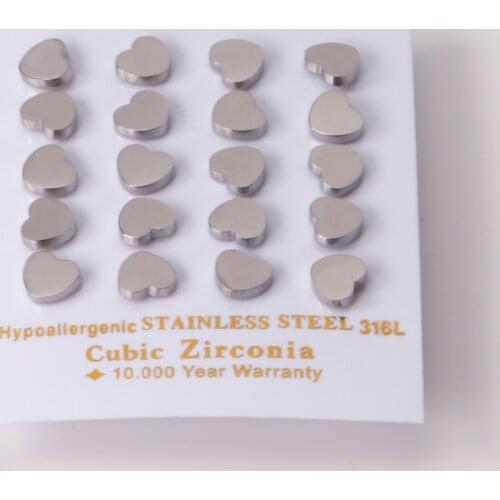10 Pairs Gold Earrings For Women Romantic Style Stainless Steel Heart Shape Push Back Stud Earrings Wholesale Accessories
