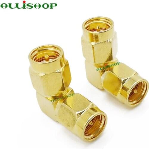 100Pcs SMA Plug RF Coax Adapter SMA Male to SMA Male 90 Degree Right Angle RF Coaxial Coax Assembly RF SMA Adapter Connector