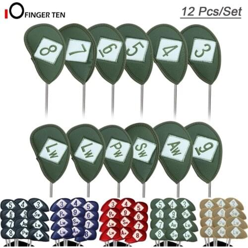12 Pcs Deluxe Waterproof Leather Golf Irons Head Coversfor Both Left and Right Handed Universal Fit Main Iron Clubs