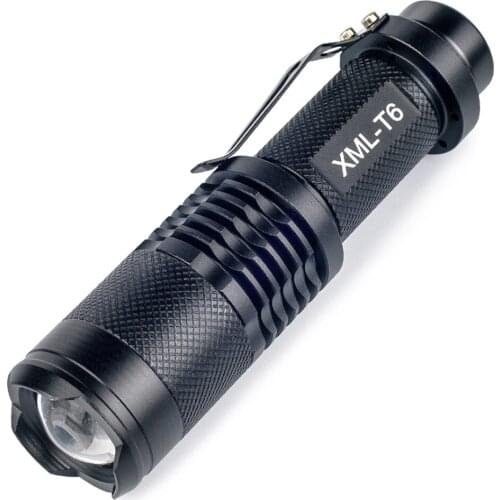 20pcs/lot SK98 Zoomable CREE XML-T6 Flashlight Portable Adjustable Focus Mini LED Flashlight
