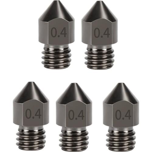 5PCS 0.4mm/1.75mm extruder Nozzle Hardened Steel Tool, high Temperature Resistant 3D Printer Nozzle for MK8, CR-10 Ender2 3/3pro