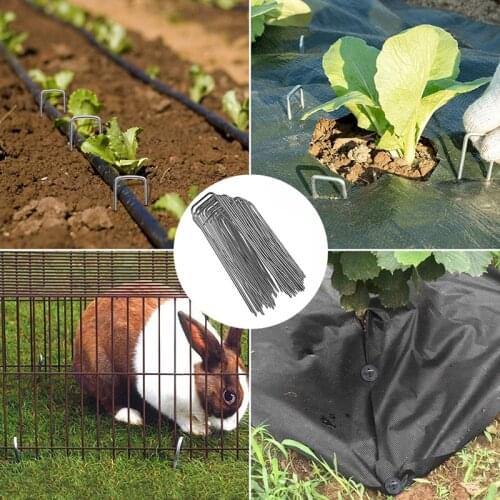 50/10 Pcs Heavy Duty U Shape Gauge Galvanized Steel Garden Stakes Staple Securing Pegs