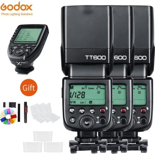 Godox 3xTT600 2.4G Wireless Camera Flash Speedlites + Xpro Transmitter Trigger for Canon Nikon Sony Fujifilm Fuji Olympus Pentax