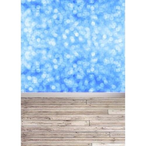 Bokeh Photography Backdrops Wooden Floor Blue Backgrounds for Photo Studio Photo Shoot Children Baby Shower Portrait Vinyl Cloth