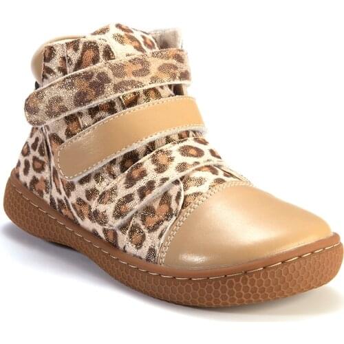 PEKNY BOSA Brand leather shoes girls boots barefoot shoes leopard ankle boots pink boots US size 7-3.5