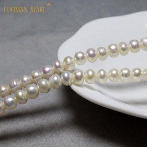 Fine AAA 100% Natural White Freshwater Pearls Wheels shape Beads For Jewelry Making DIY Bracelet Necklace Earrings 7-8mm