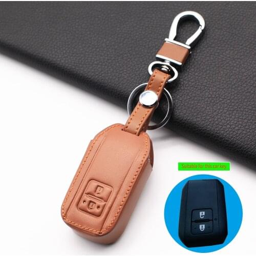 100% Genuine Leather Car Key Cover FOB Case for suzuki swift 2017 2018 wagon r 2 Buttons Remote Control Car Key Case