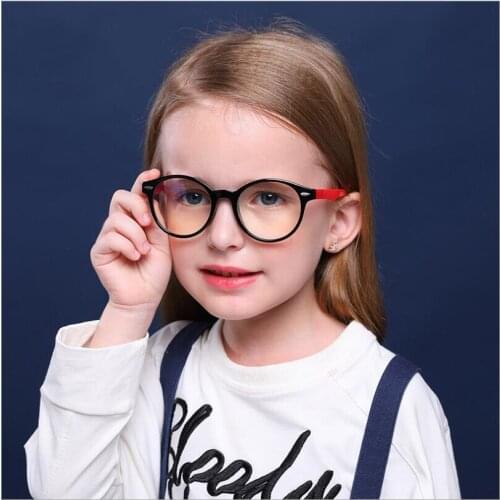 SOPRETTY Childrens Students Silicone Glasses Frame, Fashion Round Myopia Anti-Blue Glasses Frame for Boy and Girl TR90 F0226