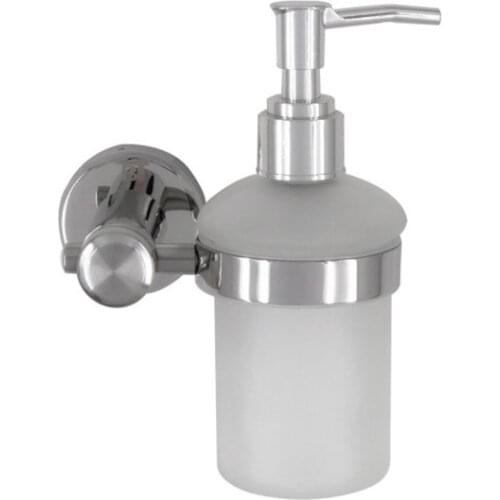 Liquid Soap Dispenser Pump, Wall Mounted Soap/Lotion Dispenser Pump for Bathroom or Kitchen - Frosted Glass/Stainless Steel