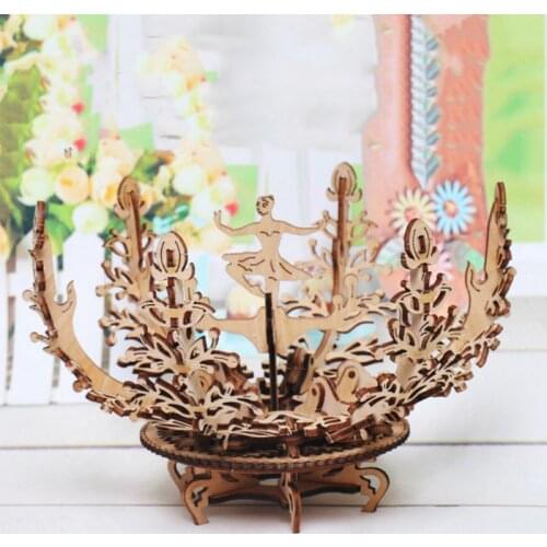 DIY 3D Wooden Mechanical Puzzle Dancer Flower Model Building Kits Adult Children 63HE