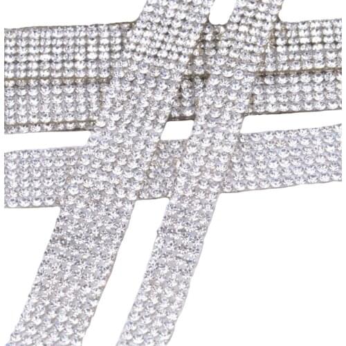 Hot Fix 2.5Mm Rhinestone Trimming,4Rows/Yards,Fancy Stone Decorative Shinning Shoes Accessories,Wedding Cake Chain Banding