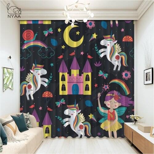 Graffiti Grunge Art Wall Curtain Unicorn Curtains For Living Room Luxury Office Decoration Curtains In The Bedroom Micro Shading