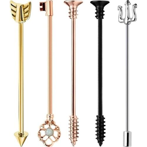 14G 4-5PC Surgical Steel Ear Industrial Barbell Trident Industrial Barbell 38mm 1 1/2 Inch Industrial Piercing Bar