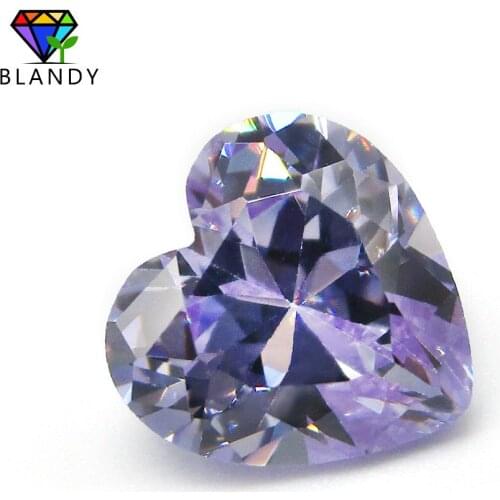 Factory Price 5A 3x3~12x12mm Heart Cut CZ Stone Loose Lavender Cubic Zirconia Stone Synthetic Gems For Jewelry