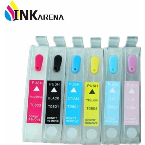 T0801-T0806 Refillable Ink Cartridge for Epson R265 R285 R360 RX560 RX585 RX685 P50 PX650 PX700 PX800 PX720 PX810 PX820 Printer