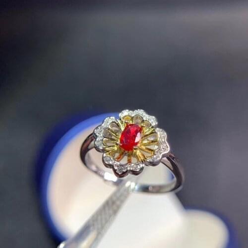 New shop promotion natural ruby lady ring color good 925 Silver Mosaic explosion recommended