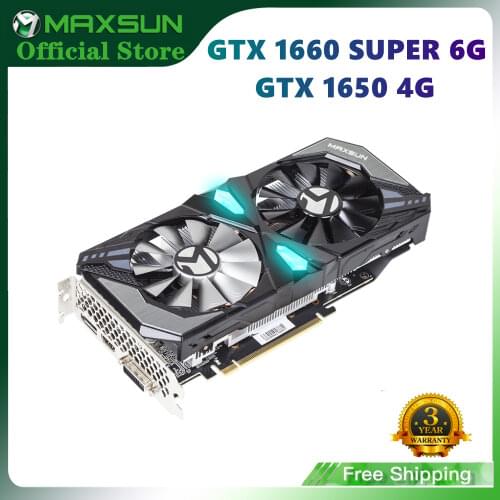 Maxsun GTX 1660 Super Terminator 6G Graphic Card Nvidia GDDR6 GPU Video Gaming 12nm RGB Lighting Video Card For PC Computer