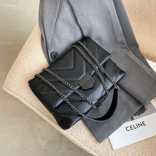 Fashion Women Lattice Pattern Handbag PU Leather Top-handle Bag Chain Casual Large Capacity Messenger Bag Flap Purse Tote