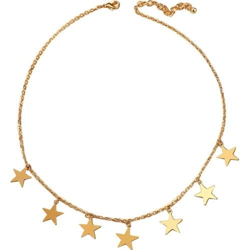 Fashion and Simple Temperament Five-Pointed Star Pendant Necklace Clavicle Chain