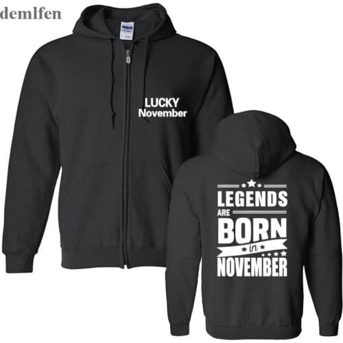 New Legends Are Born In November Hoodie Funny Birthday Gift Mens Fashion Cotton Hooded Man Zipper Individuation Sweatshirt