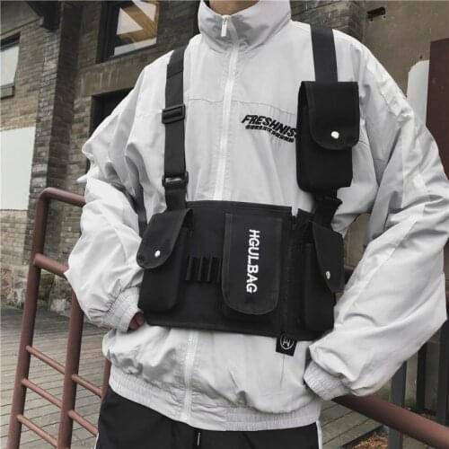 Mens breastplate hip hop streetwear unisex streetwear feature pack military tactical chest bag cross Backpack