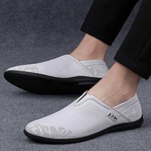 Men Flats Mens Casual Shoes Mens Loafers Genuine Leather Shoe Non Slip Rubber Driving Shoes Fashion Handmade Slip on Footwear