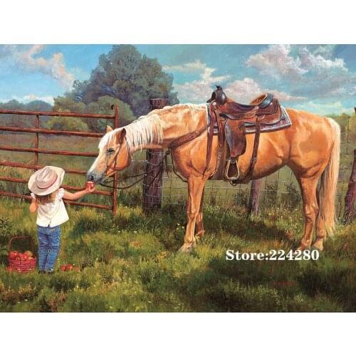 Girl and horse Needlework Cross stitch 14CT Unprinted Embroidery kit Art Cross-Stitching,DIY Handmade Home Decor