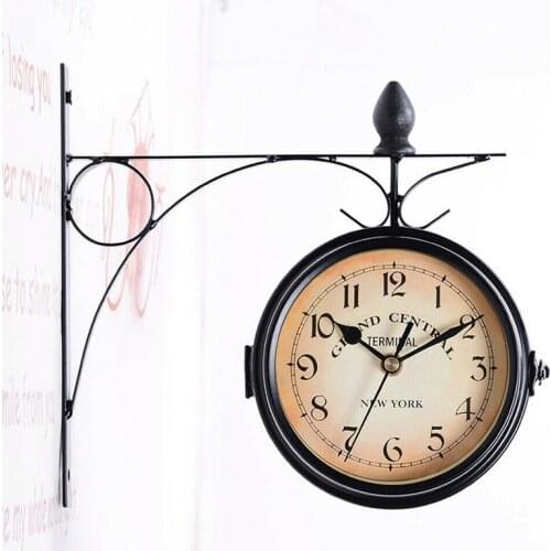 Hot Sale Dual Face Paddington Wall Clock Black Outdoor Garden Decor Wall Clock Dia (25cm)