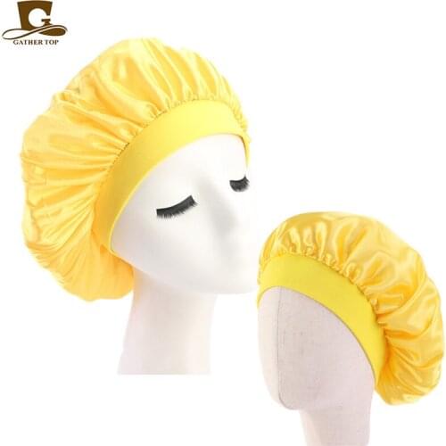 New fashion Baby and Mommy Elastic Band Silky Bonnet Cap Kids Night Sleep Hat Comfortable Sleeping Hat 2pcs/sets