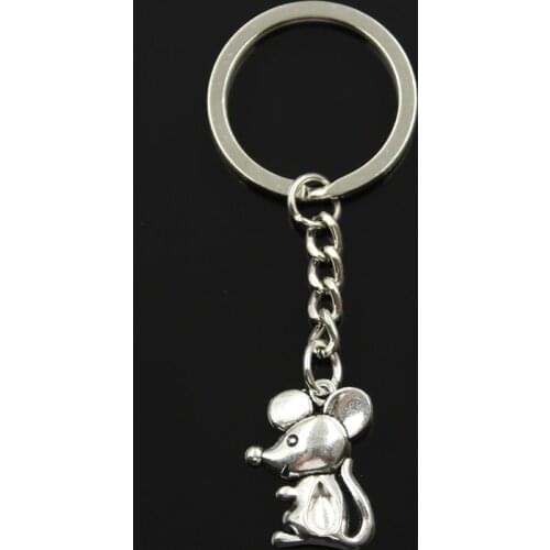 New Fashion Keychain 24x18mm Mouse Pendants DIY Men Jewelry Car Key Chain Ring Holder Souvenir For Gift
