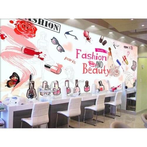 Custom wallpaper European and American hand-painted cosmetics nail shop makeup shop wall background walls 3d wallpaper