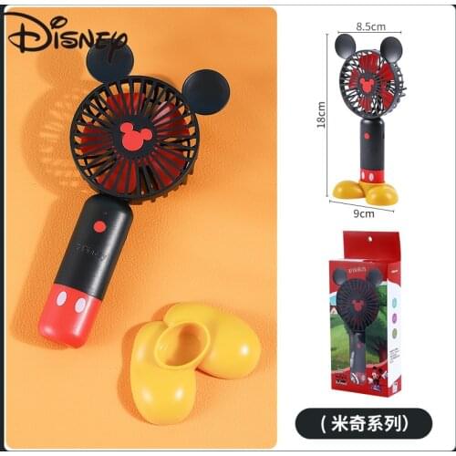 Disney Handheld Mini Noiseless Electric Fan Student Dormitory USB Portable Cartoon Rechargeable Small Fan Travel Folding Fan