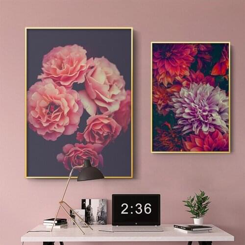 Rose Peony Canvas Painting Flowers Wall Art Poster and Print Pictures For Living Room Bedroom Modern Home Decoration No Frame