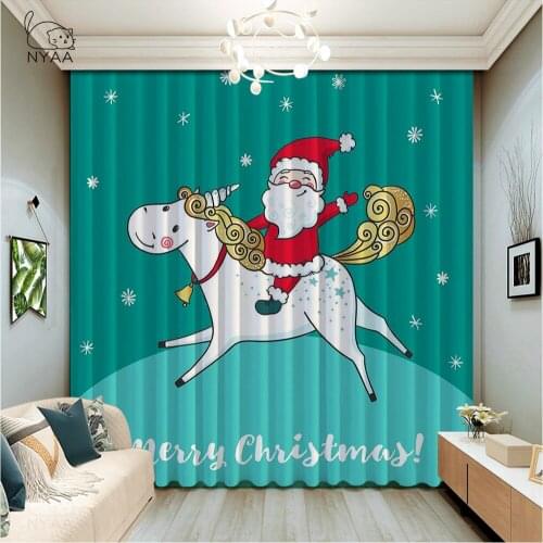 Santa Curtains Old Santa Claus Curtains Hotel Short Kitchen Curtain Bedroom Girl Decoration Curtain Children Room Micro Shading