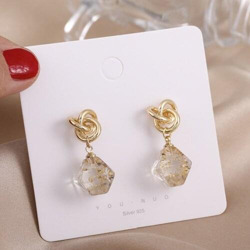 The new gate Han Guodong earrings baroque gold foil three-dimensional crystal s925 needle temperament joker stud earrings