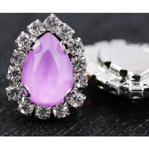 6x8mm/7x10mm glass rhinestones teardrop shape sew on crystal button violet Mocha crystals rhinestones Diy nail art accessories